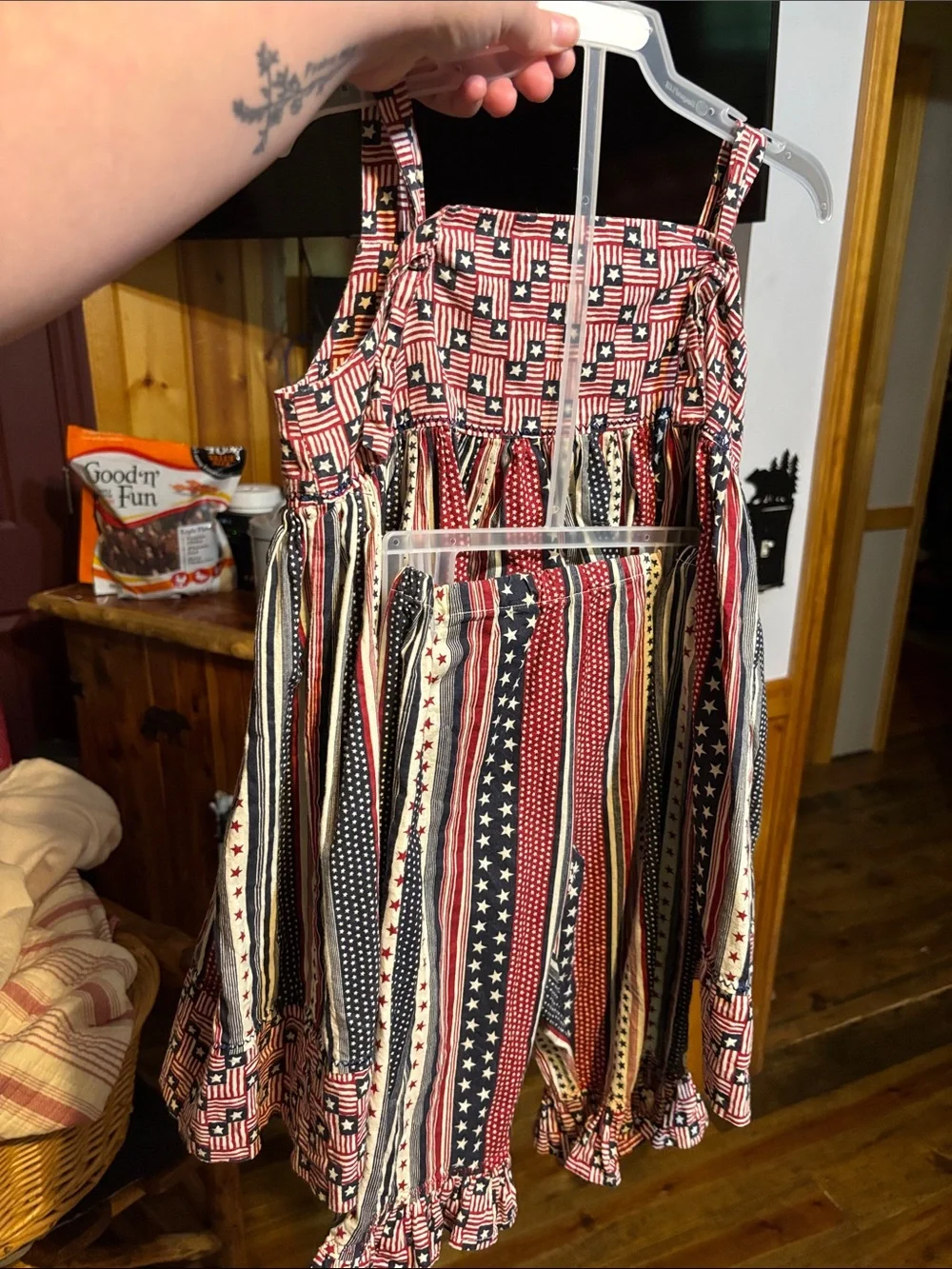 Carter's Red, White & Blue Striped Star Spaghetti Strap Dress